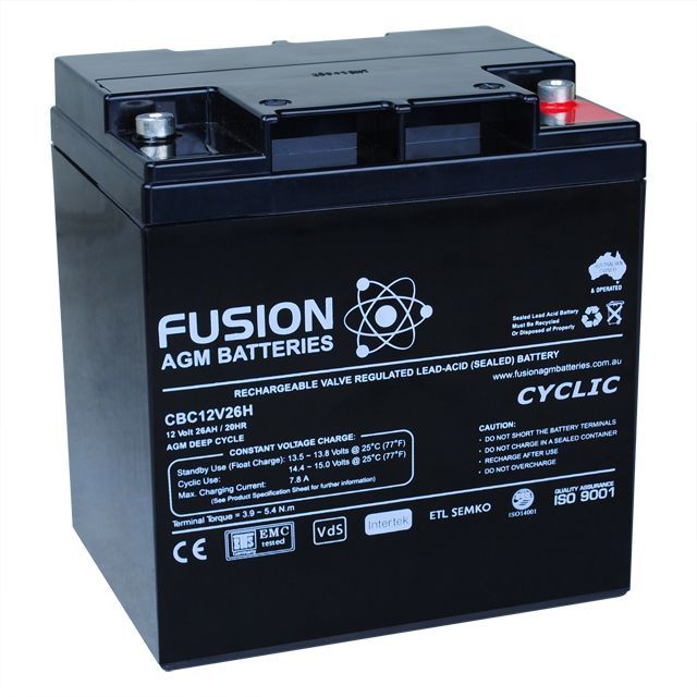 12v 28ah Agm Deep Cycle Battery Solar Golf Scooter Camping Fusion 28amp