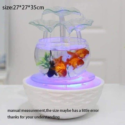 Water Fountain 110/220V Creative Glass Fish Tank Ceramic Water Fountain Office H