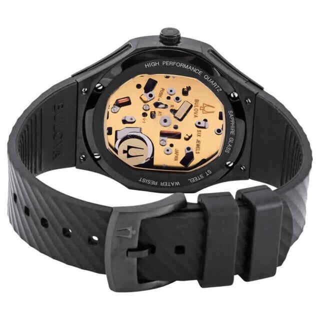 Pre-owned Bulova Curv Quartz Diamond Black Dial Ladies Watch 98r240