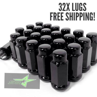 32 black bulge acorn lug nuts   9/16     dodge chevy ford f-250