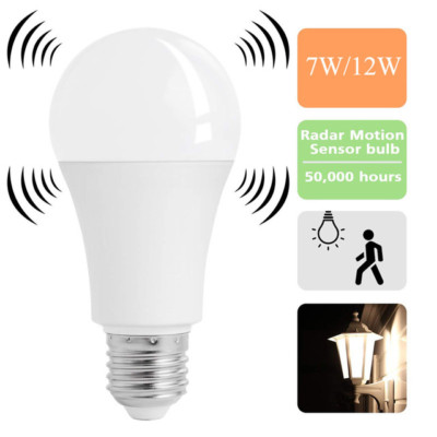 E27 Radar Sensor Ambient Bulb PIR Motion LED Globe Light Lamp Practical 7/12W US