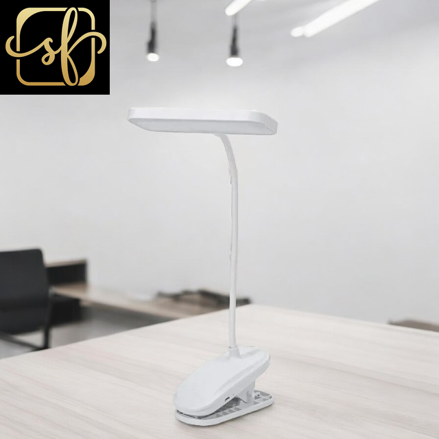 A USB Rechargeable Reading Desk Lamp Eye-Protection Lamp Three-Speed Dimming Portable Folding Clip-On Bedside Lamp