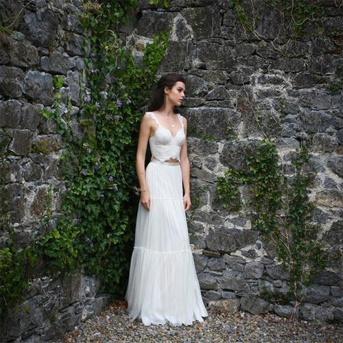 Pre-owned Catherine Deane Anthropologie Bhldn X  Agatha Silk Skirt Msrp $800 Sz 12 In White