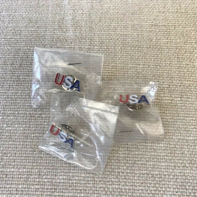 USA Lapel Pins. NIP Lot of 3. Red U, White S, Blue A