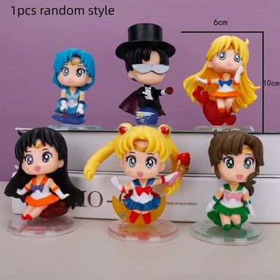 New Q Version Sailor Moon Mercury Mars Jupiter Venus Uranus Neptune PVC