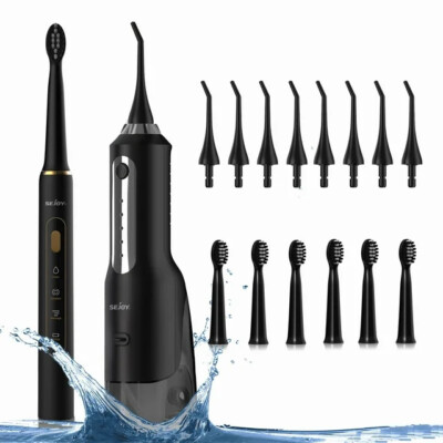 SEJOY Sonic Electric Toothbrush and Water Dental Flosser Oral Teeth Cleaner Set 