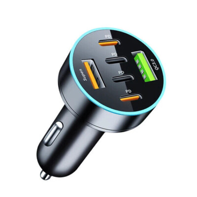 120W Fast Car Charger 4 Port Adapter & Cable For iPhone 16 15 Pro Max 14 Plus 13