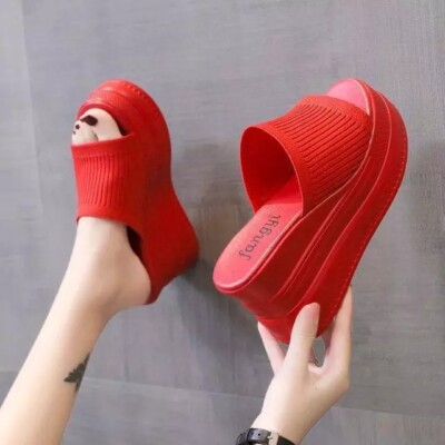 Womens Casual Peep Toe Sandals Wedge High Heels Summer Platform Slippers Shoes