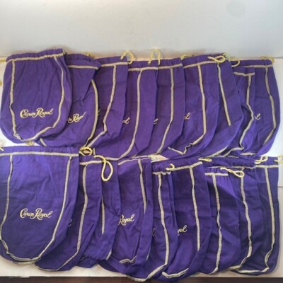 Lot of 18 Crown Royal 9'' Purple Drawstring Bags Medium size Craft Bundle