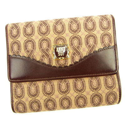 Anna Sui Wallet Purse Folding wallet Red Beige Woman