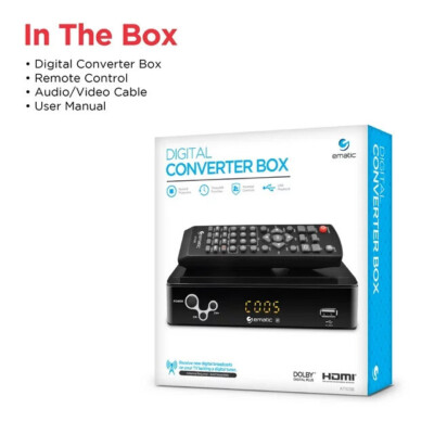 Ematic AT103B Digital Converter Box with LED Display and Recording Capabilities