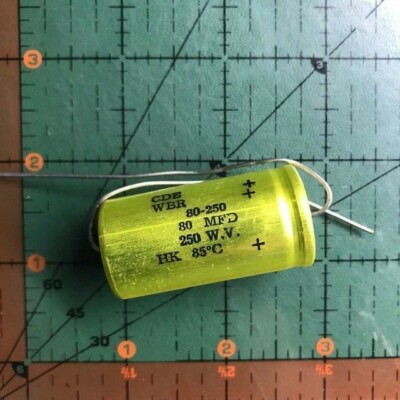 80uF 250v Cornell Dubilier Axial Capacitor WBR80-250 Industrial Grade CDE Audio