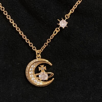 Vivienne Westwood Dorina Moon Orb Necklace Pendant Gold