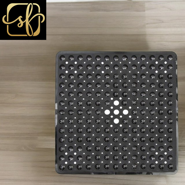 Square Bath Shower Tub Mat for Bathroom Non Slip Bathtub Mats with Suction Cups Drain Holes Machine Washable 53X53Cm/ 21X21 Inch