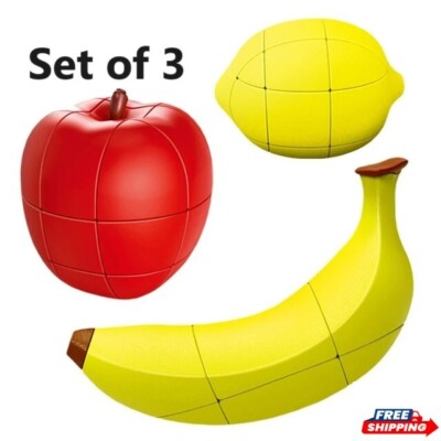 Set of 3 Fruit Magic Speed Cubes, Puzzles, Toys - APPLE, LEMON & BANANA