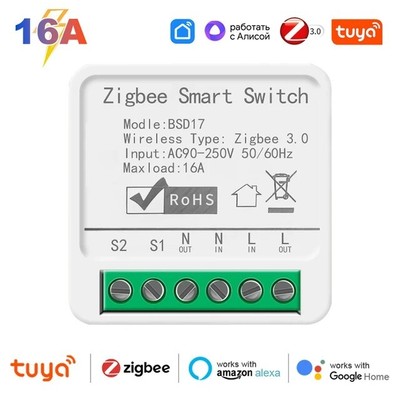 Zigbee 3.0 Smart Life Wifi Switch 16A Mini Switch 2 Way Control Relay Tuya 