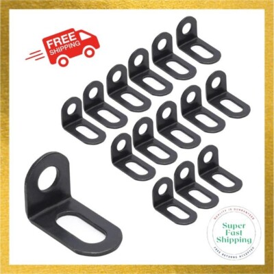 15Pcs Adjustable L-Shape Black Metal 90° Corner Brackets for Wood Furniture