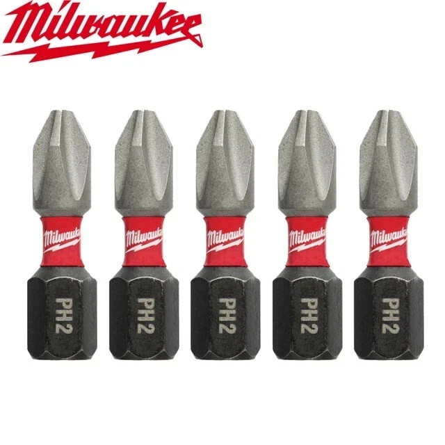 Milwaukee PH2 Bits SHOCKWAVE Screwdriver 25mm Impact Duty Bits PH2