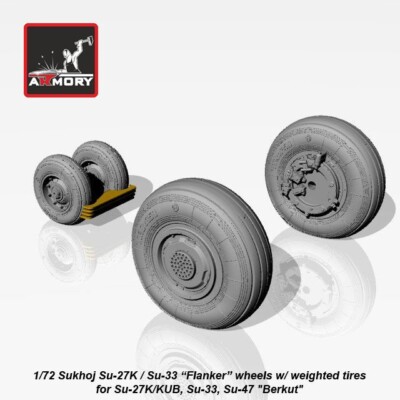 Armory AR AW72034 Scale 1/72 Sukhoj Su27K / Su33 Flanker wheels w/weighted tires