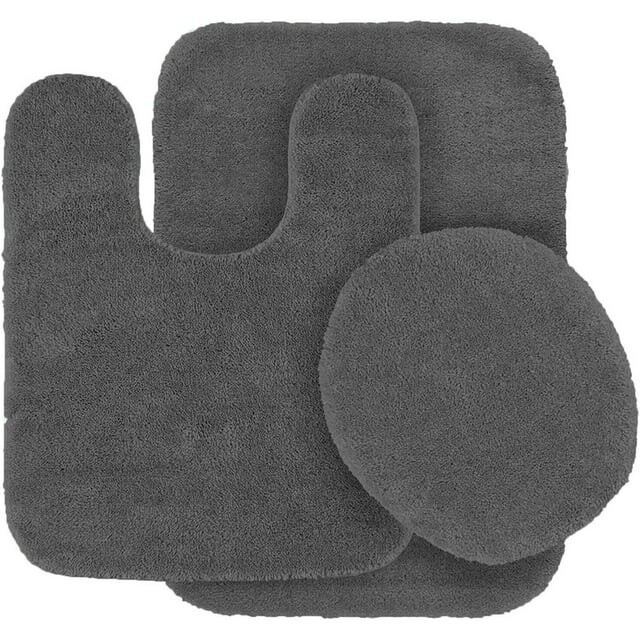 3-Piece Solid Bathroom Bath Mat Contour Rug Set with Toilet