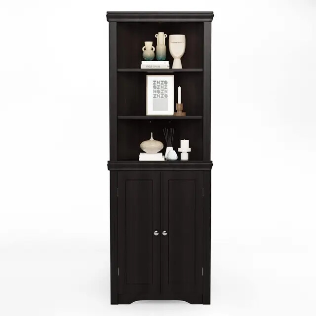 Corner Storage Cabinet Corner 3 Tier Shelves Kitchen Bathroom Living Room 62"