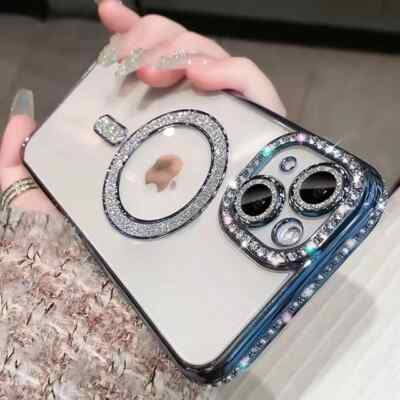 Case For iPhone 16 15 14 13 12 11 Pro max Shockproof Phone Cover Bling Crystal