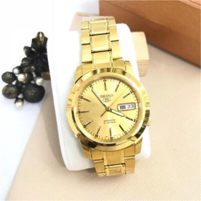 Pre-owned Seiko 5 Snke56k1 Automatic Gold Tone Stainless Steel Analog Men's Dress Watch