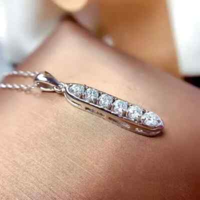 1Ct Round Lab Created Diamond Journey Pendant 14K White Gold Plated Free Chain