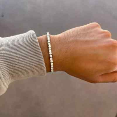 14K White Gold Plated 5Ct Round Lab Created Diamond Beautiful Tennis Bracelet