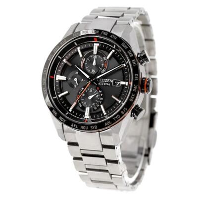 Pre-owned Citizen Attesa Eco-drive At8189-61e Solar Radio Men Watch Titanium In Box