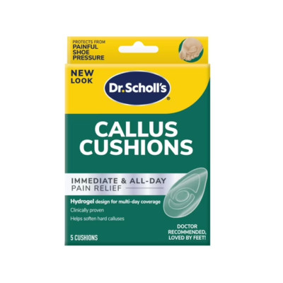 Dr. Scholl's Callus Cushions HYDROGEL ALL DAY PAIN RELIEF 5 COUNT NEW