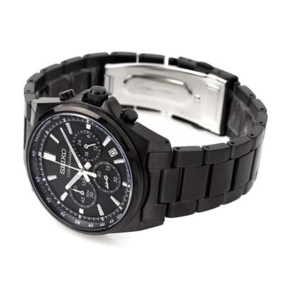 Pre-owned Seiko Selection Men Watch Sbtr037 Black Chronograph Stainless Steel Quartz