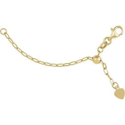 14K Yellow Gold 1.65 mm 3'' Adjustable Paperclip Chain Extender Lobster Clasp