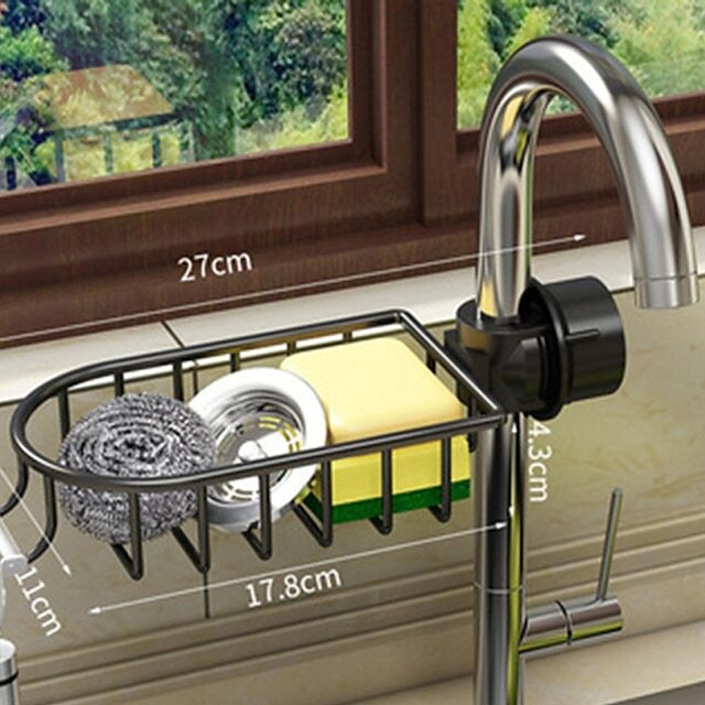 Home Kitchen Bathroom Faucet Sink Sponge Hanging Tap Storage Holder Drain Rack
