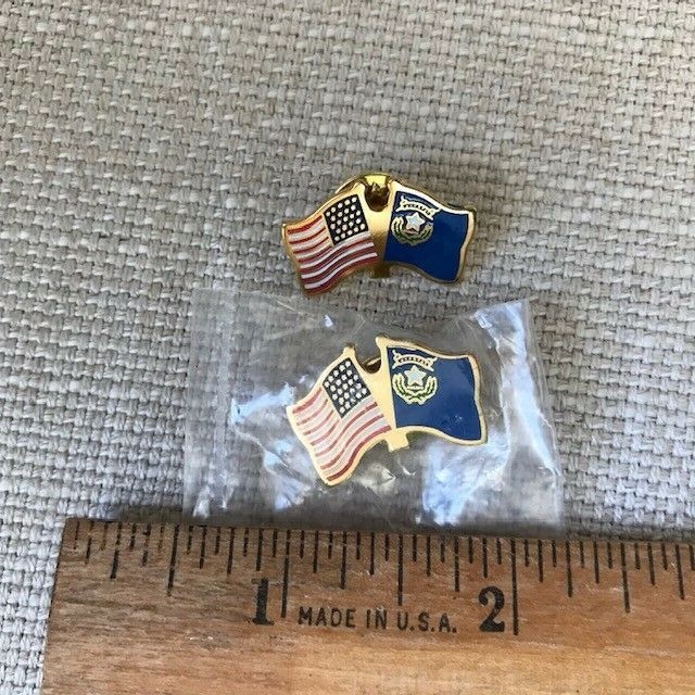 Nevada&USA Crossed Flags Lapel Pins. NIP. Lot of 2