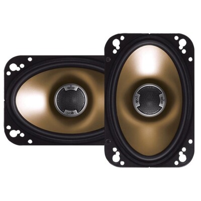 (2) Polk DB461 | 4x6 Inch 120W 4 Ohm 2-Way Coaxial Car Audio / Marine Speakers