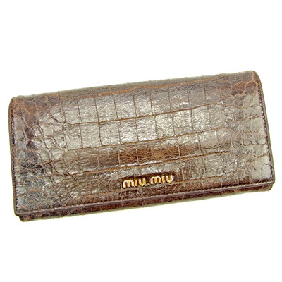 小物 MIU MIU Vintage Embossed Leather Wallet Sell Miu Miu Vintage Embossed Compact Wallet - Green