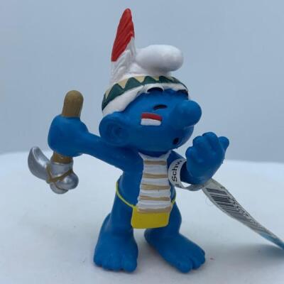 Smurfs 20552 Rain Dancer Smurf Indian Figure Hatchet Figurine Tomahawk Axe 