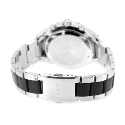 Pre-owned Seiko Selection Sbtr043 Men Watch Black Dial Chronograph Stainless Steel Quartz