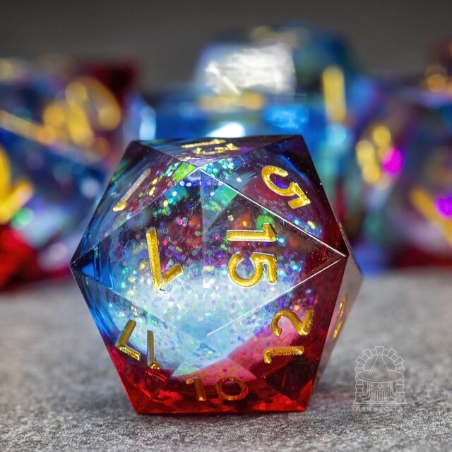 Sage's Spirits - Ember Spirits Liquid Core Sharp Edge Resin Dice Set
