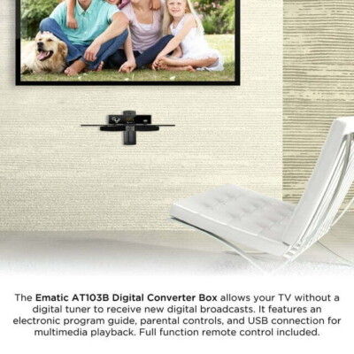 Ematic AT103B Digital Converter Box with LED Display and Recording Capabilities