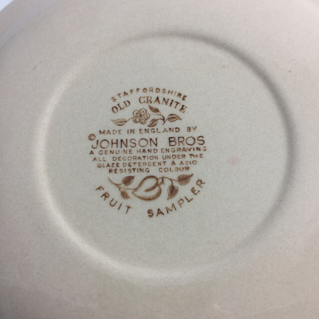2 Vintage Johnson Bros. Old Granite Fruit Sampler Salad / Lunch  Plates, 8”
