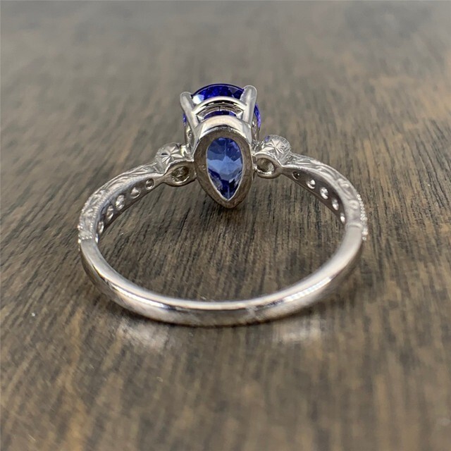 Pre-owned Sterling .80 Ct Pear Cut Natural Tanzanite Women Engagement Ring In 925  Silver