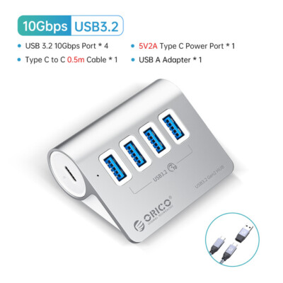 ORICO 4/7 USB Ports USB 3.2 Gen 2 Hub Type C Hub For PC Laptop MacBook Pro  Alu