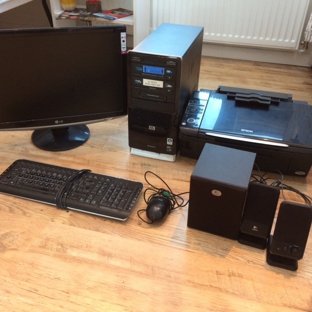HP computer , Printer, keyboard & mouse , speakers & monitor. in