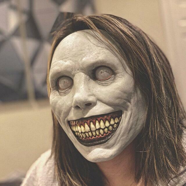 Horror Scary Exorcist Face Mask Demon Smile for Halloween Cosplay