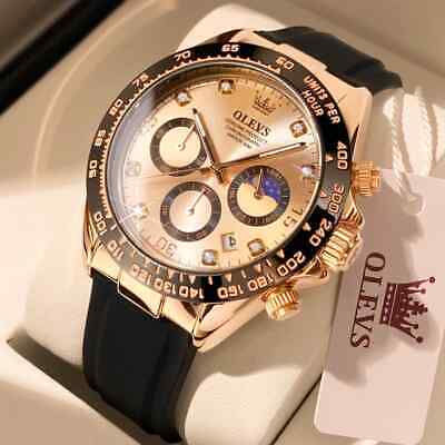 New Luxury Men's Watches Quartz Watch Silicone Sport Date Chronograph Luminous