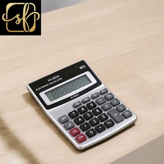 Silver Black Calculator KK-800A Metal Desktop Large Font Wide Calculator 8 a Business Computer Office Supplies with Manufacturer Wholesale