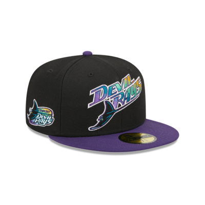 Tampa Bay Devil Rays New Era Cooperstown Retro Script 59FIFTY Fitted  Hat~Black