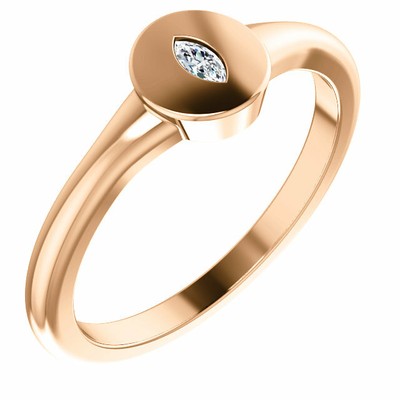 Diamond Gypsy-Set Signet Ring In 14K Rose Gold